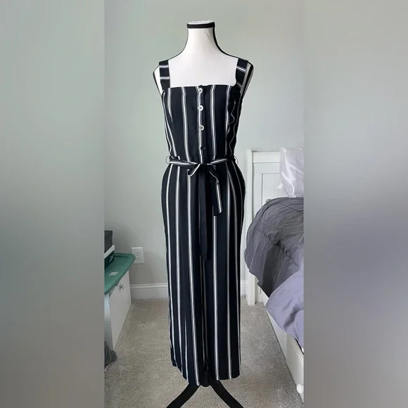 Candie’s Black and White Striped Jumpsuit 🌟 - Picture 1 of 10